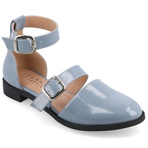 Journee Collection Womens Medium and Wide Width Constance Buckle Round Toe Mary Jane Flats, Light Blue 12W - 1 of 4