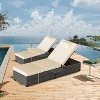 2 PCS Patio Chaise Lounge Chairs, Recliner Chairs with Side Foldable Tabletop, Reclining Chair with Adjustable Backrest Cushions for Poolside - 3 of 4