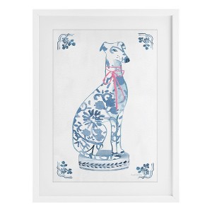 Stupell Industries Chinoiserie Dog Statue Framed Print Under Glass Art, White, 14" x 20" - 1 of 4