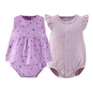 Baby Girl Rompers, 2pk - The Peanutshell® Lilac Stars, Purple Lilac, Newborn to 24 Months - 1 of 4