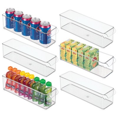 iDesign Stackable Fridge Bin with Front Handle - Set of 6 - Clear, USA Made