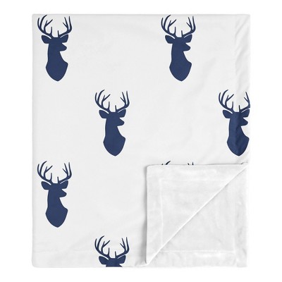 Image of Sweet Jojo Designs Boy Baby Security Blanket Stag Blue and White