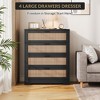 COZONY 4 Drawer Dresser for Bedroom, Rattan Tall Chest with Power Outlets, Modern Wood Drawer Organizer with Metal Handles for Living Room, Closet - 3 of 4