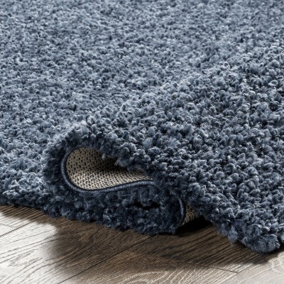 Kara Blue Solid Shag Synthetic 5'3" x 7'7" Area Rug