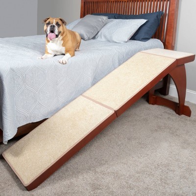 Cherry Wood Pet Ramp with Non-Slip Carpet