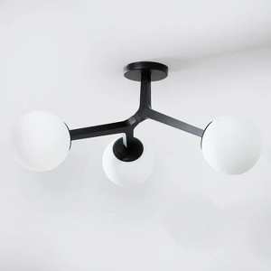 KAISITE 3-Light Black Semi Flush Mount Ceiling Light with Glass Shade - 1 of 4