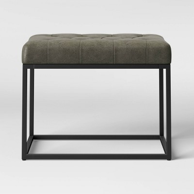 black leather ottoman target