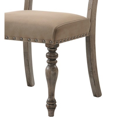 Birmingham Script Printed Driftwood Microfiber Side Chair Set of 2