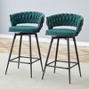 Lirago Two Sets of Swivel Bar Stools with Cotton-Linen Cushions & Electroplated Metal Frames-Rotatable Design - 2 of 4
