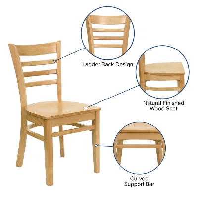 Natural Wood Ladderback High Slat Side Chair in Beige