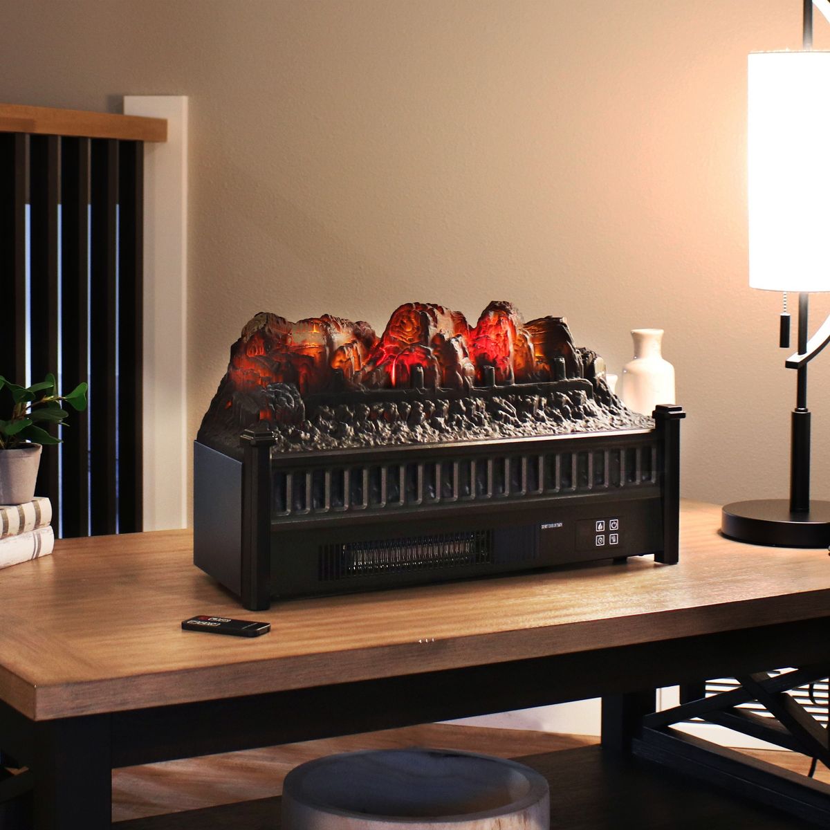 Sunnydaze Heated Log Electric Fireplace Insert - 23" W x 9" D x 12" H - thumbnail 6