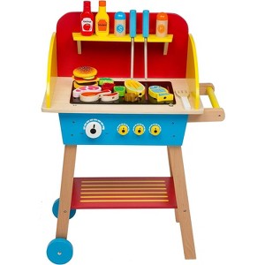 Svan Cook 'N Grill Wood Toy BBQ Set- Pretend Play BBQ Food & Grilling Tools for Kids, 30+ Pcs Ft. Spatula, Burger & More, Fun Indoor Activity Playset - 1 of 4