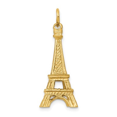 Black Bow Jewelry 14k Yellow Gold 25mm 3D Eiffel Tower Pendant
