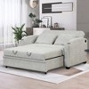 61.4" Pull Out Chenille Loveseat Sofa Bed with Adjustable Backrest, USB Ports, Cup Holders and Pillows - 3 of 4