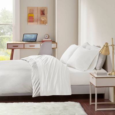 White Twin Polyester Jersey Knit Sheet Set
