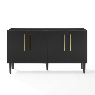Everett Matte Black Mid-Century Sideboard with Tapered Legs