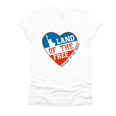 Simply Sage Market Land Of The Free Heart Short Sleeve Tee - M - White