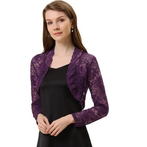 INSPIRE CHIC Women's Elegant Sheer Floral Lace Crop Bolero Shrug - 1 of 4