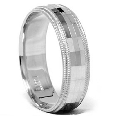 Pompeii3 Men's 6mm Diamond Cut Comfort Fit Wedding Band Ring