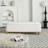CAVINAS Velvet Storage Ottoman Bench,Upholstered Ottoman with Gold Embroidery Footstool for Living Room,Bedroom,Beige/Black - 2 of 4