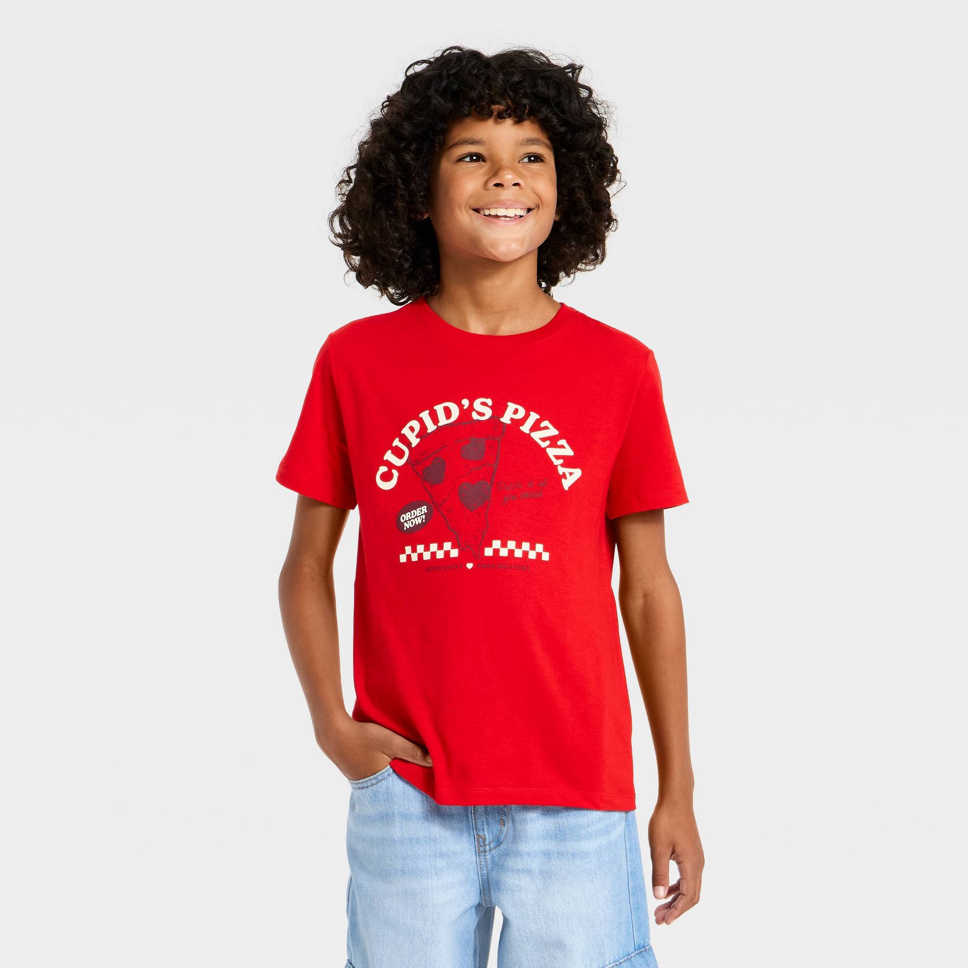 Boys' Valentine's Day Cupids' Pizza Graphic T-Shirt - Cat & Jack™ Red
