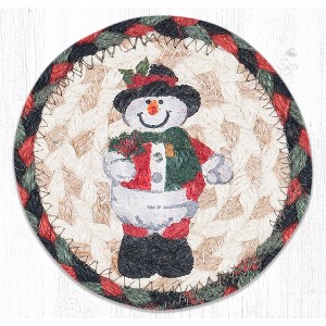 Earth Rugs Snowman in Top Hat Printed Round Coaster – 5" Eco-Friendly Table Protection - 1 of 2