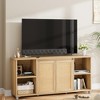 Mid Century TV Stand for 70" TVs with 2 Rattan Doors & 4 Shelves, Boho Media Console for Living Room - 3 of 4