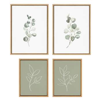 Kate & Laurel All Things Decor (Set of 4) Sylvie Eucalyptus and Modern Sage Green Line Sketch Framed Canvas Wall Art Set by Various Artists