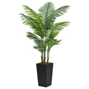 Aoibox Artificial Palm Tree with Black Planter - Faux Tropical Areca Floor Plant in Pot for Home Office Living Room Decor Indoor - 1 of 4