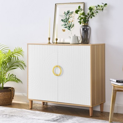 NicBex Sideboard Buffet Cabinet with 2 Doors Modern Coffee Bar Cabinet for Kitchen,Living Room,White