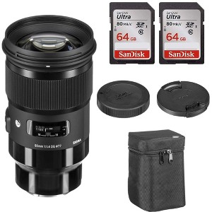 Sigma 50mm f/1.4 DG HSM Art Lens for Sony E with 128GB Memory Card Kit - 1 of 3