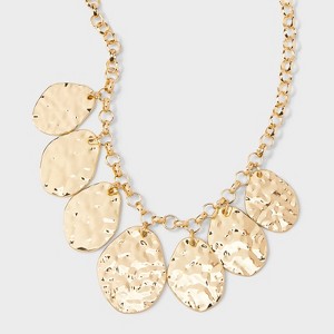 Hammered Drop Statement Necklace - A New Day™ Gold - 1 of 4