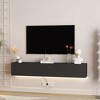 Sapphtopaz Wall Mounted Floating TV Stand for TVs Up to 70" with LED Entertainment Center with Storage Cabinets for Living Room - 2 of 4