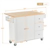 OUTSUPPLY Rolling Kitchen Island with Drop Leaf, Solid Wood Top, Locking Wheels, Storage Cabinet & Drawers - 2 of 4