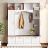 CAVINAS Freestanding Coat Racks with Golden Hooks & Handles,Farmhouse Hall Tree with Adjustable Shelves,Entryway Furniture for Hanging Clothes,White - 2 of 4