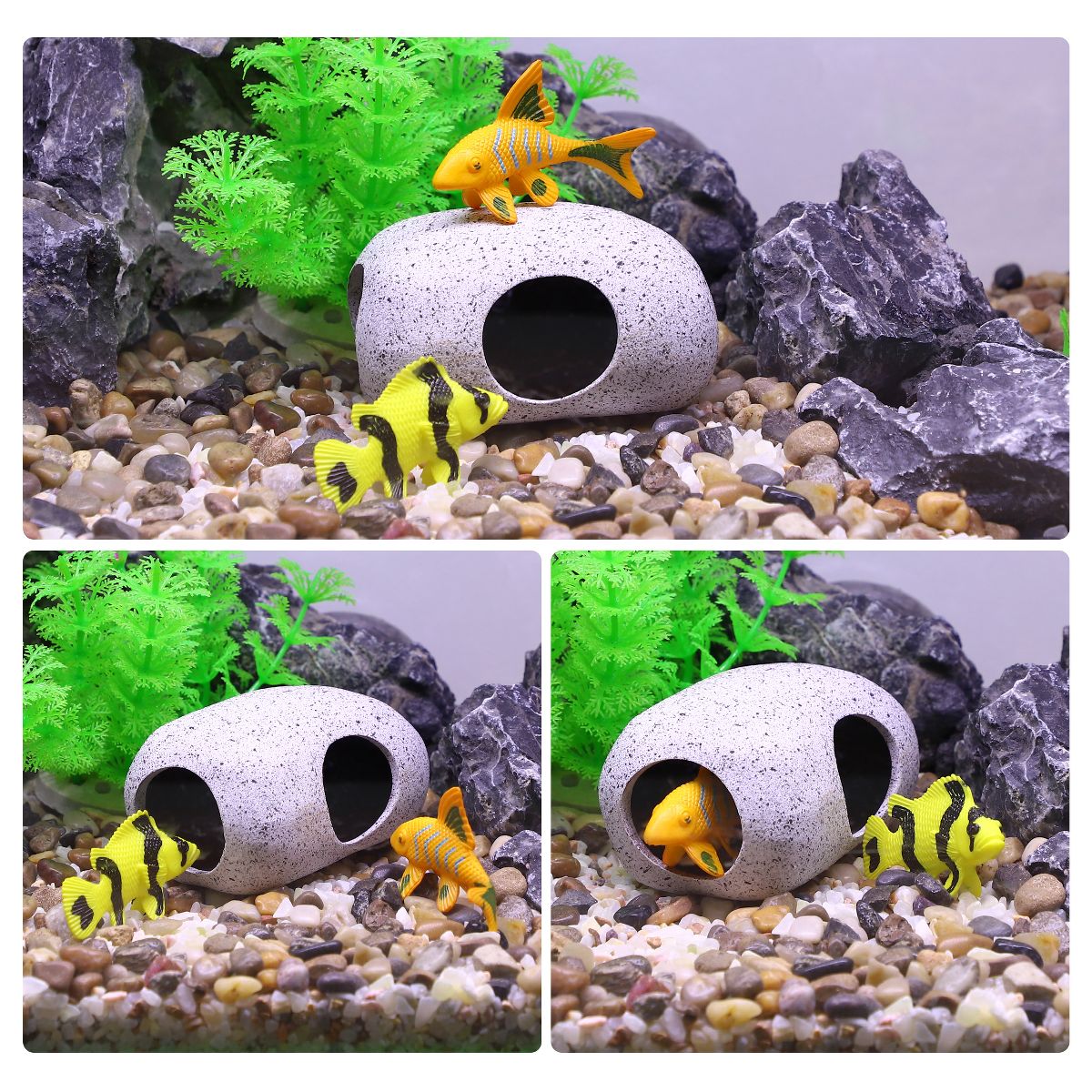 Unique Bargains Ceramic Aquarium Hideaway Rock Cave Fish Tank Decoration Gray 3.66''x2.60''x2.05'' - thumbnail 5