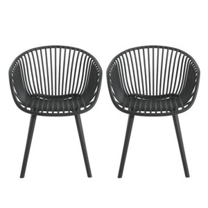 Christopher Knight Home 2pc Santa Fe Outdoor Polypropelene Plastic Accent Chair Black - 1 of 4