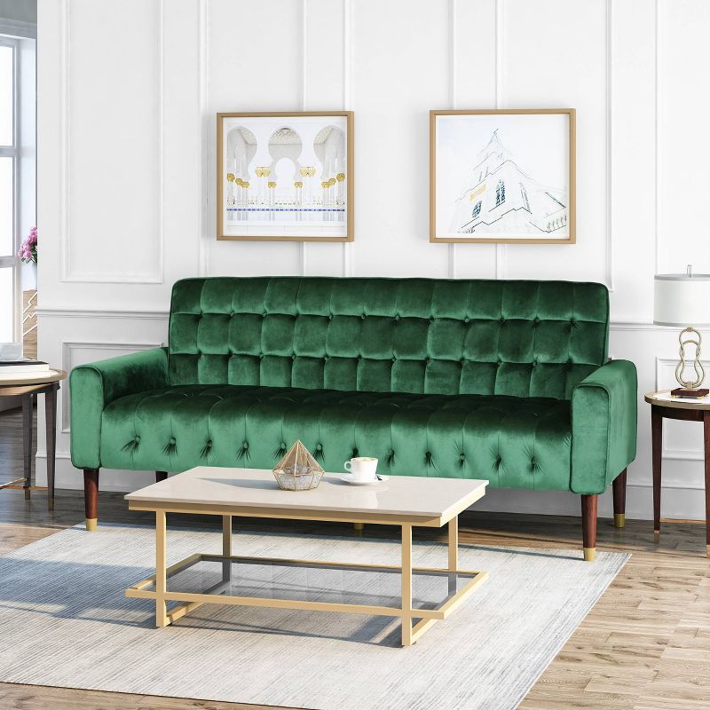 Hertford Tufted Velvet Sofa Emerald - Christopher Knight Home, 3 of 8