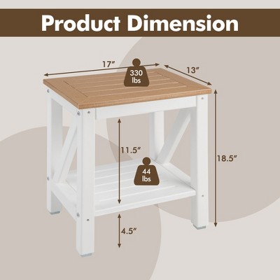 Brown and White HDPE Waterproof Shower Bench with Storage Shelf