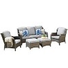Ovios Orlando 5pc Gray Wicker Outdoor Patio Furniture Conversation Sofa Set with Cushions - 2 of 4