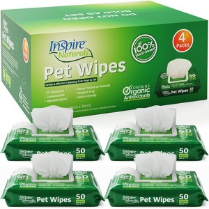 Inspire Naturals Pet Wipes for Dogs and Cats 100% Natural Plant Based with Organic Antioxidants, Dog Wipes/Cat Wipes Puppy Wipes - 1 of 4