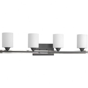 Progress Lighting Dart Collection 4-Light Bath Vanity in Graphite with Etched White Glass Shades - 1 of 3