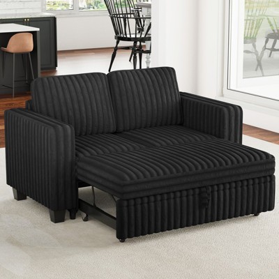 Belffin Corduroy Sectional Sleeper Sofa with Pull Out Bed Modular Sectional Loveseat Sofa Bed for Living Room