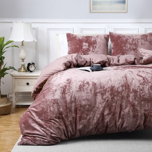Velvet Duvet Cover Set, 3 Piece Luxury Soft Velvet Bedding Duvet Cover Set - 1 of 4