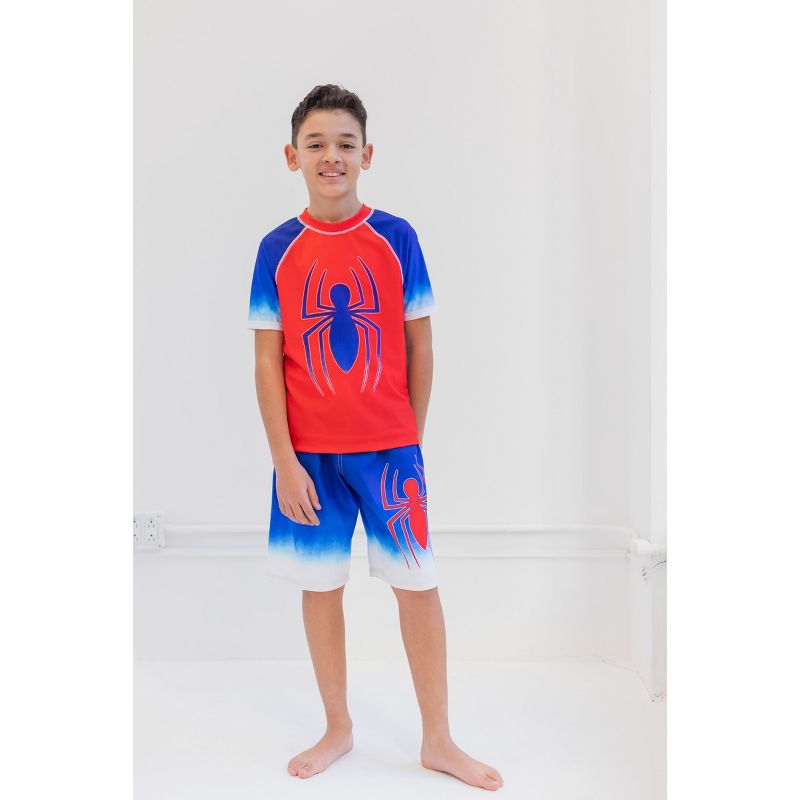 Marvel Avengers Spider-Man Hulk Black Panther Iron Man Thor Rash Guard Swim Shirt Toddler, 3 of 8