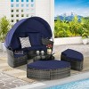Outdoor Furniture Patio Round Daybed,Patio Chaise Lounge With Retractable Canopy,Cushions And Storable Table -Maison Boucle - 2 of 4