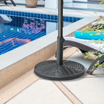 Black Heavy Duty Round Concrete Umbrella Base with Rattan Design