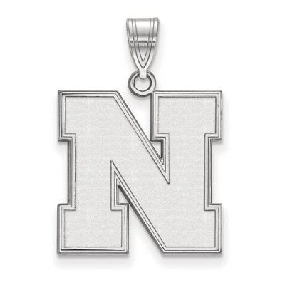 Black Bow Jewelry 10k White Gold Nebraska Cornhuskers NCAA Large Pendant