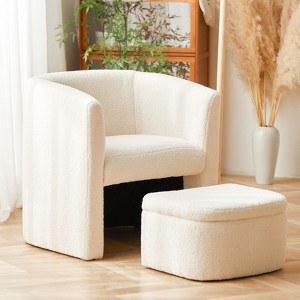 Barrel Chair with Storage Ottoman Set - 1 of 4