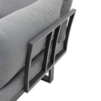Samara Gray Aluminum and Teak 2-Piece Outdoor Sectional Set